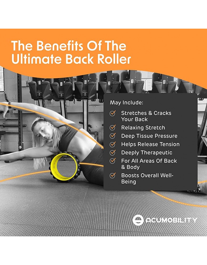 Acumobility Faszienrolle Rücken zum Dehnen & Einrenken der Wirbelsäule bei Rückenschmerzen Patentierte Schaumstoff Faszienrolle 28 x 18 cm Ultimative Yoga Rolle für Rücken & Wirbelsäule - B07B1HMDT3