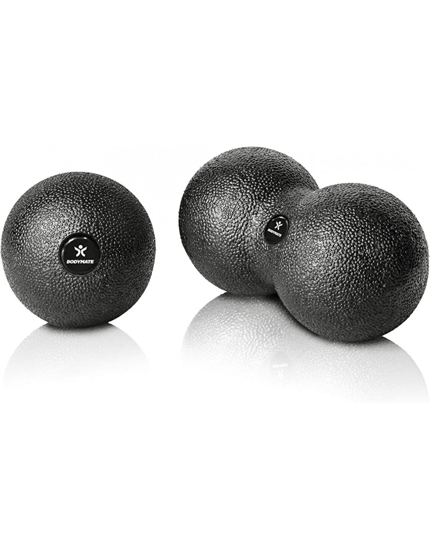 BODYMATE Set aus Faszien-Ball Durchmesser 8CM und Faszien-Duo-Ball 8x16cm Schwarz Selbstmassage-Ball für Faszientraining - B08DH98T9Z