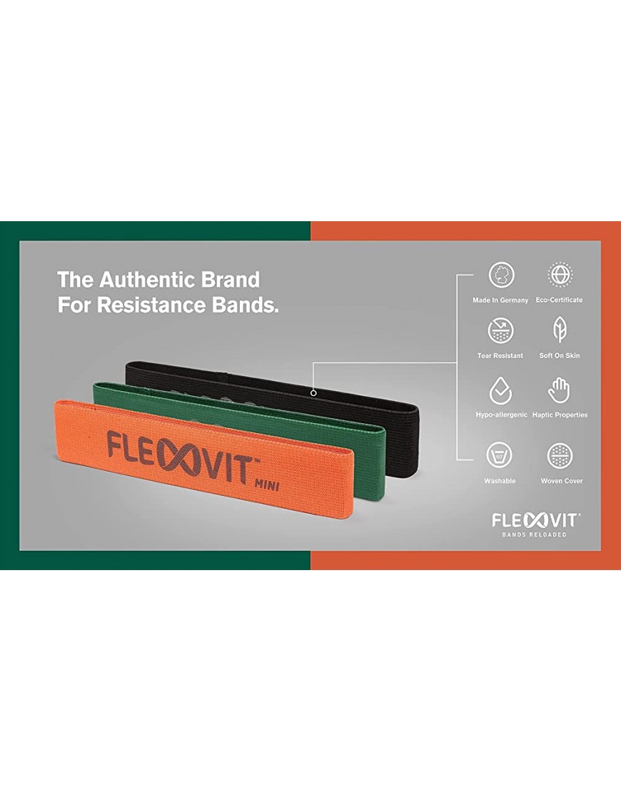 FLEXVIT Mini Band 10er Set– Fitnessbänder für allgemeine Stabilisationsübungen Dehnung Aktivierung und Mobilisation 6 Stärken für Anfänger und Profis -