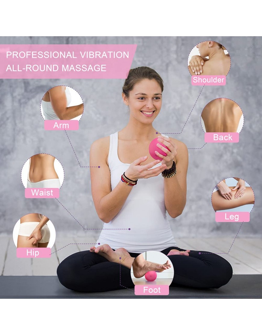 Maxgia Elektrisch Massageball Vibration,Faszienball Trigger Point Massage Ball Rücken,Nacken,5 Modi für Myofascial Release Schmerzlinderung Muskelspannung（Rose） - B09CGM8DLN