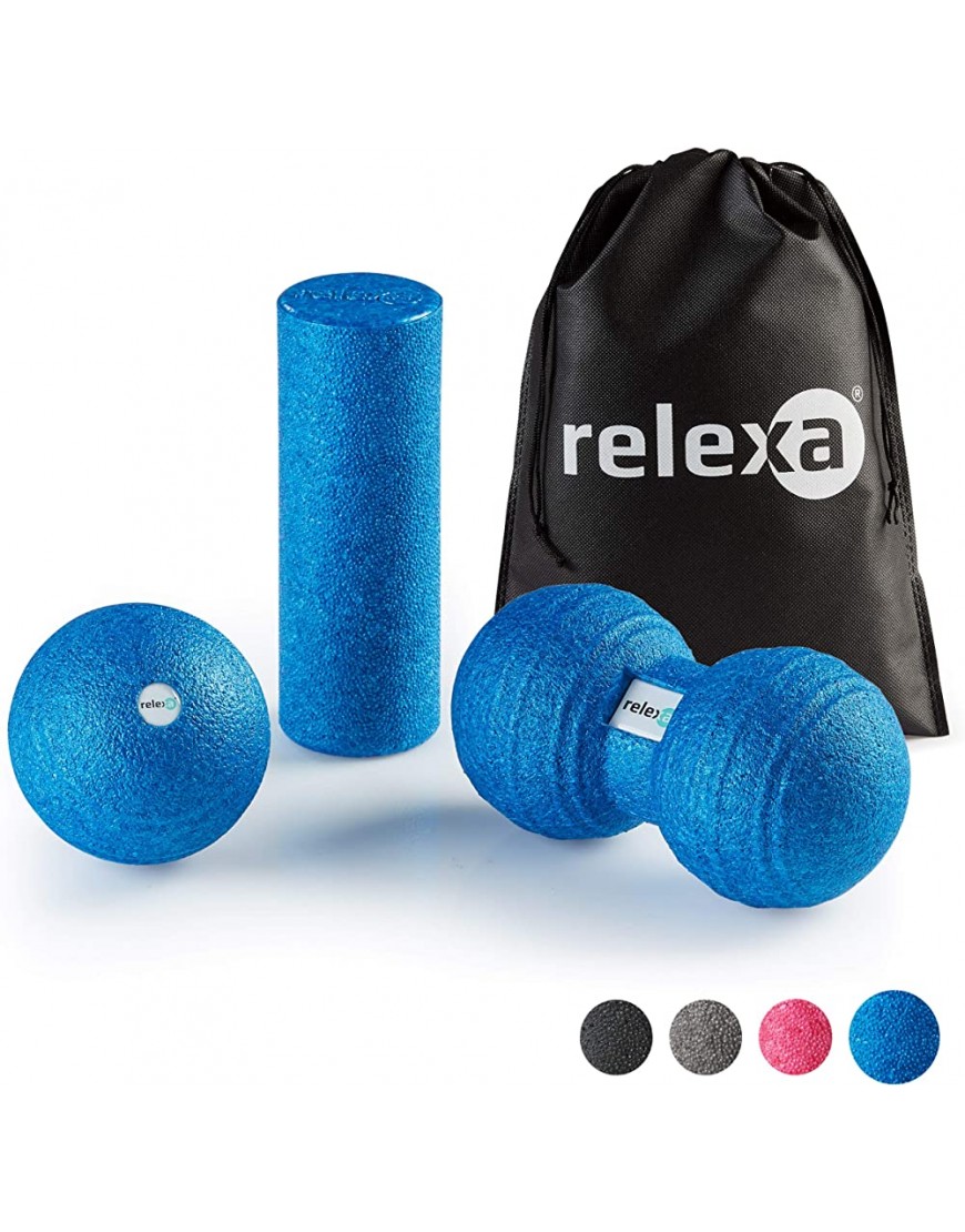 relexa Faszien Set MINI 4-teiliges Ganzkörper Trainingskit mit Faszienrolle Twinball & Faszienball flächige und punktuelle Selbstmassage inkl. Faszien-eBook in versch. Farben - B0847N369D