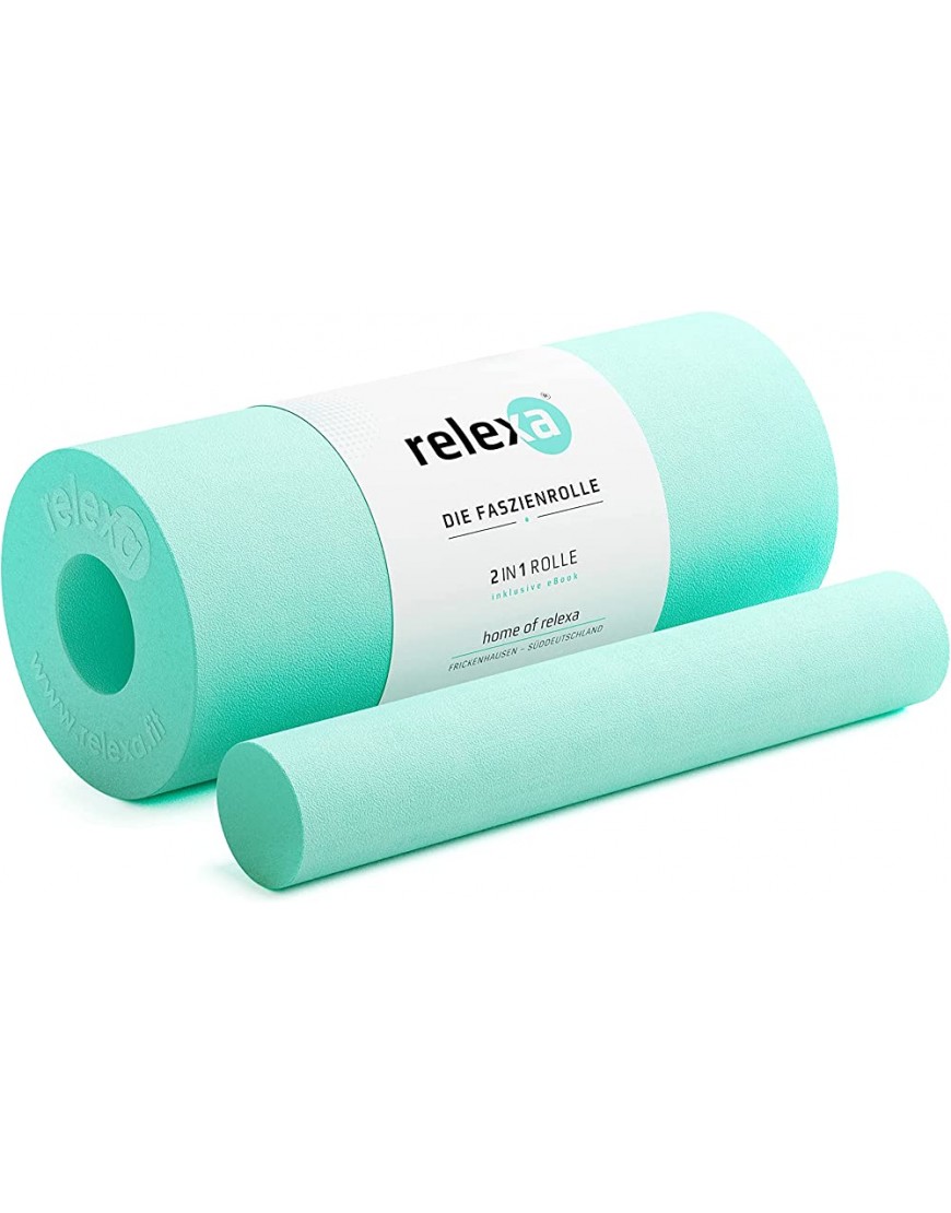 relexa ® 2in1 Faszienrolle 2-teiliges Selbstmassagegerät mit herausnehmbarem Kern mittlere Härte Ganzkörper Foam Roller inkl. Faszien-eBook 35 x 14 cm L x Ø in versch. Farben - B084D93J95