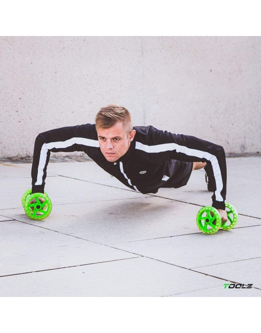 TOOLZ Exercise Wheel Dual Bauchroller zur Kräftigung des Oberkörpers AB Roller mit Anti-Rutsch Grip -