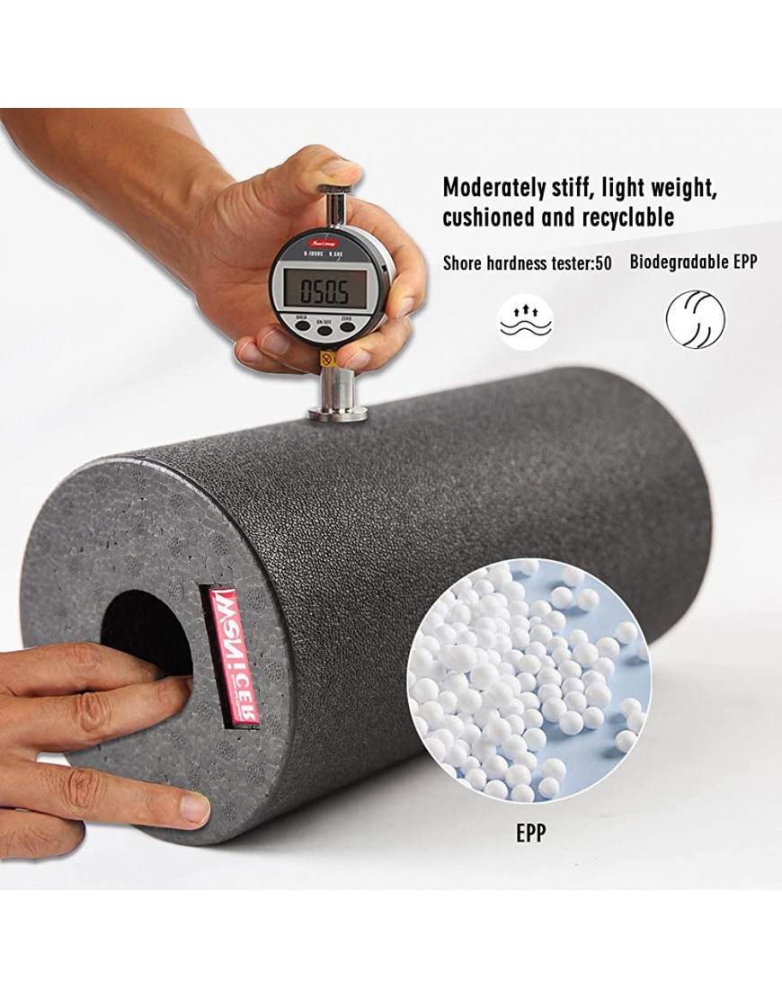 WoNicer Faszienrolle 5-teiliges Yoga-Schaumstoffrollenset EPP Foam Roll Set zur Muskelmassage und Spannungsentlastung für effektives Faszientraining. Black - B09XMGPTVR