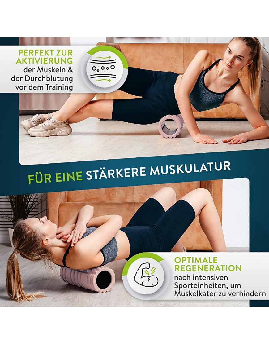 ZenOne Sports Faszienrolle Massagerolle zum Lösen von Verklebungen & Muskelverhärtungen Foam Roller zur Triggerpunkt-Massage fördert Durchblutung & Regeneration E-Book & Workout-Guide & -Video -