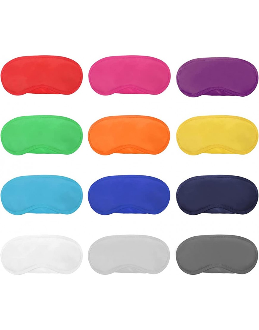 12 Stücke Mehrfarbig Augenmaske Abdeckung Leichte Augenbinde Schlafmaske mit Nasenpolster und Elastische Gurte für Kinder Frauen Männer 12 Farben - BCZFMH3D