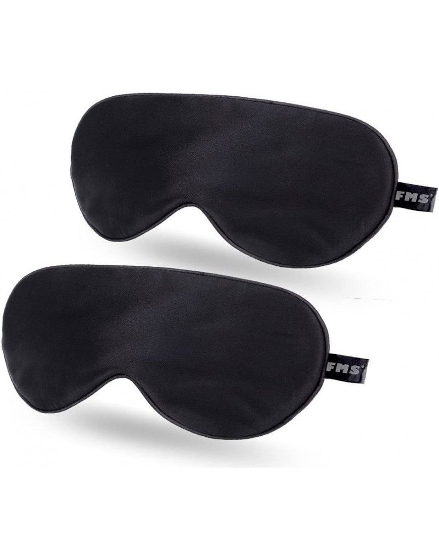 FMS Natürliche Seide Schlafmaske 2 Pcs Schlafbrille mit Verstellbarem Gummiband Hochwertige Augenmaske für Schlafenszeit und Reisen 2pcs Schwarz - BELULM5J