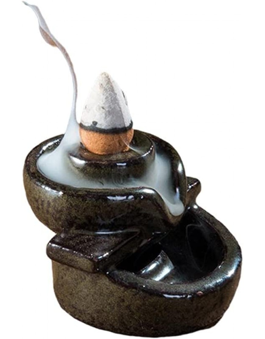Gohhey Rückfluss Räuchergefäß Halter Wasserfall Keramik Aromatherapie Ornament Räuchergefäß Räucherstäbchenhalter für Innenministerium Meditation Yoga4 * 6CM - BPUFN433