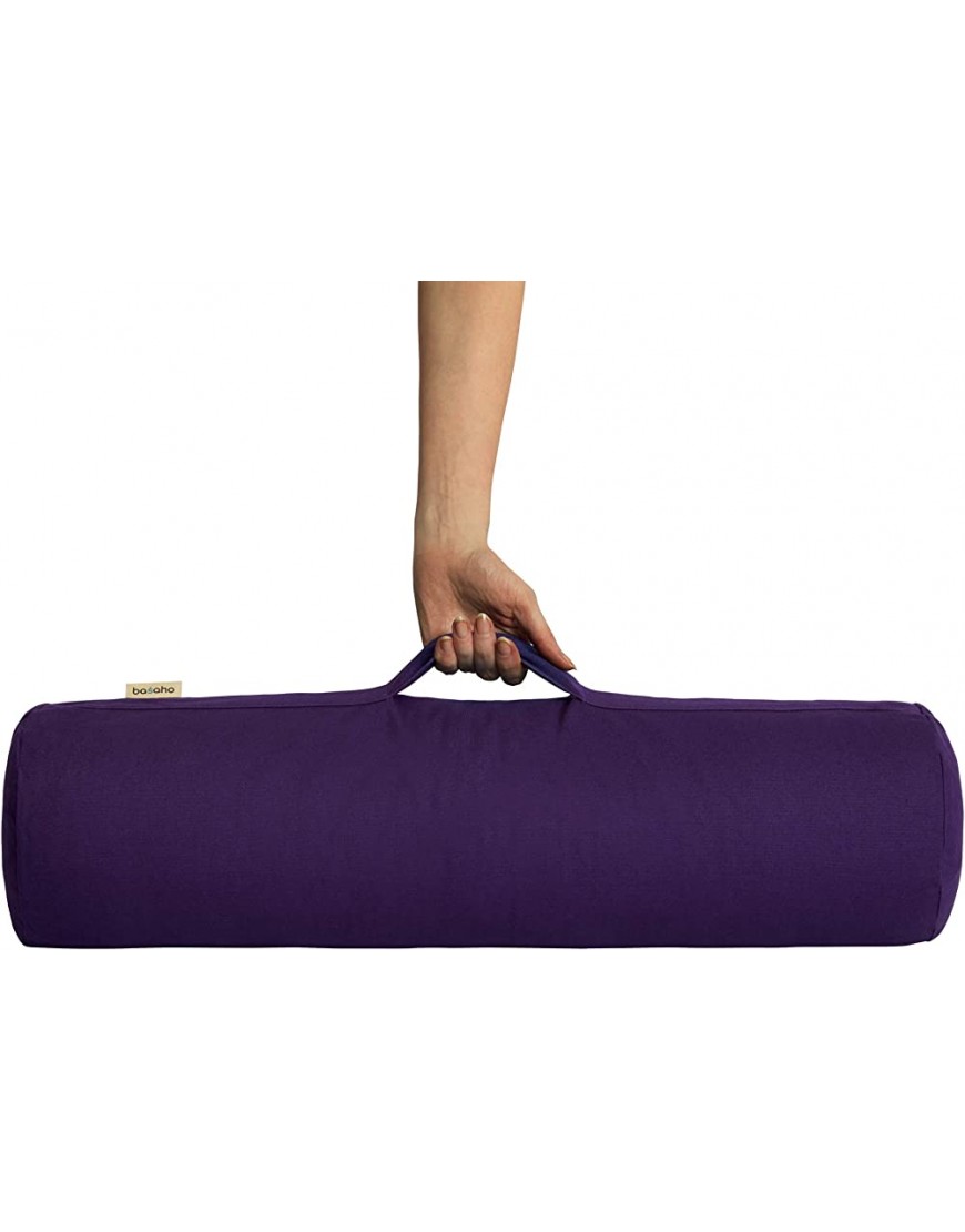 basaho Yoga Bolster Yogarolle | Bio-Baumwolle | Buchweizenschalen | Abnehmbarer und waschbarer Bezug | Yoga Rolle Yogakissen - BWRBN2JD
