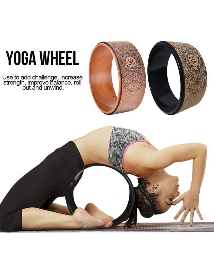 HTYG Natürliches Kork Yoga Rad-Yoga-Stützrad-Verbessern von Rückenbiegungen Stretch Pilates Circle für Yoga Posen und Beuge - BIIKE976