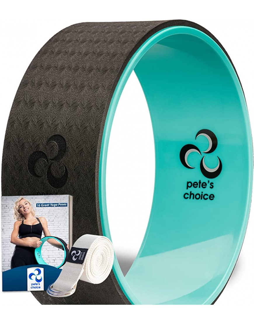 pete's choice Yoga Rad mit eBook inklusive & Yogagurt Bequem & langlebiges Yoga-Zubehör I Yoga Wheel für mehr Flexibilität I Idealer Rückendehner - BKYSA334