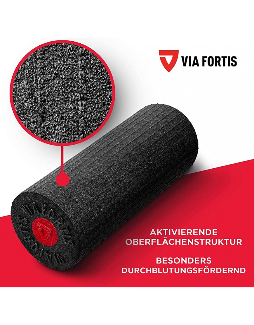 VIA FORTIS 2in1 Faszienrolle Foam Roller mit aktivierender Oberflächenstruktur mit herausnehmbarer Mini-Massagerolle mittlerer Härtegrad für Anfänger und Leistungssportler - BUZLE1K6