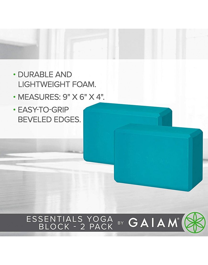 Gaiam Essentials Yoga Block 2er Set stützende weiche rutschfeste Schaumstoffoberfläche für Yoga Pilates Meditation - BAWKY5VV