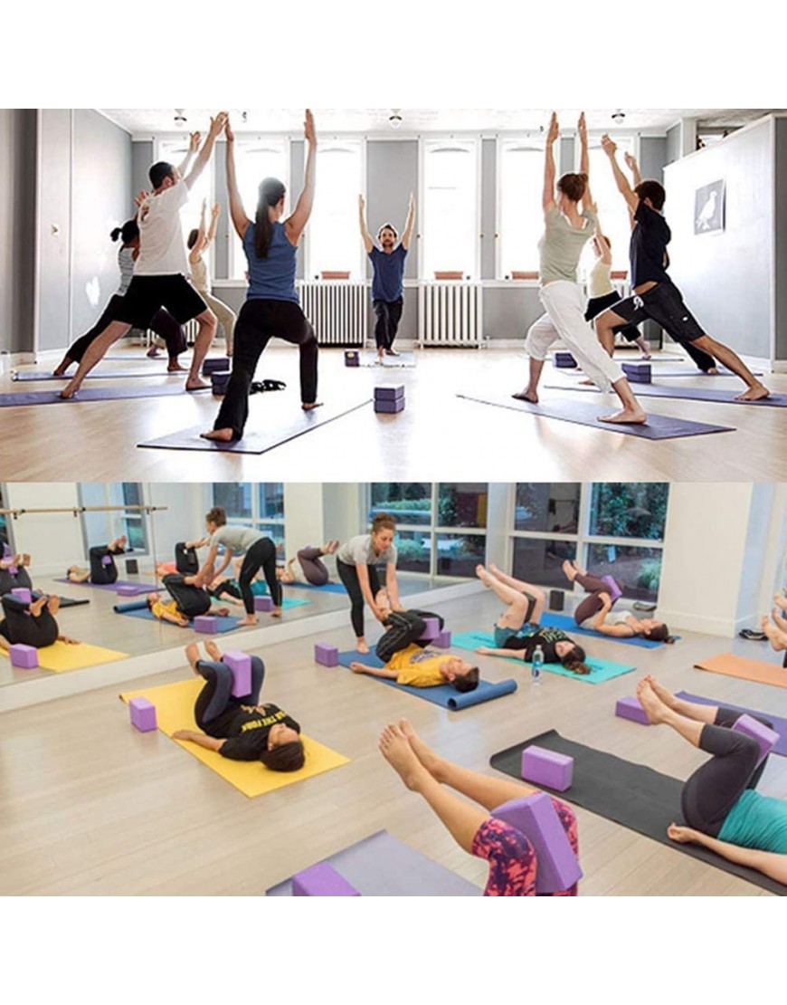 MOZX Yogablock 2Pcs Yoga Blöcke Mit 1.8M Yogagurt Yoga Klotz Schaum Set Yoga Pilates Training Dehnübungen Für Erwachsene Frauen Und Anfänger Und Fortgeschrittene - BDRLV8ED