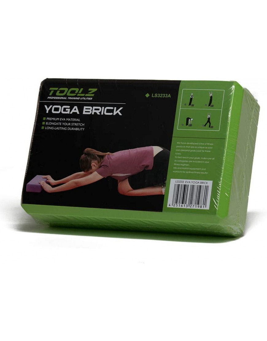 TOOLZ Yoga Block – Yogablock Set zur Unterstützung von einfachen & komplexen Yogaübungen – 2 Yoga-Klötze aus Eva-Schaum - BXFTJ951