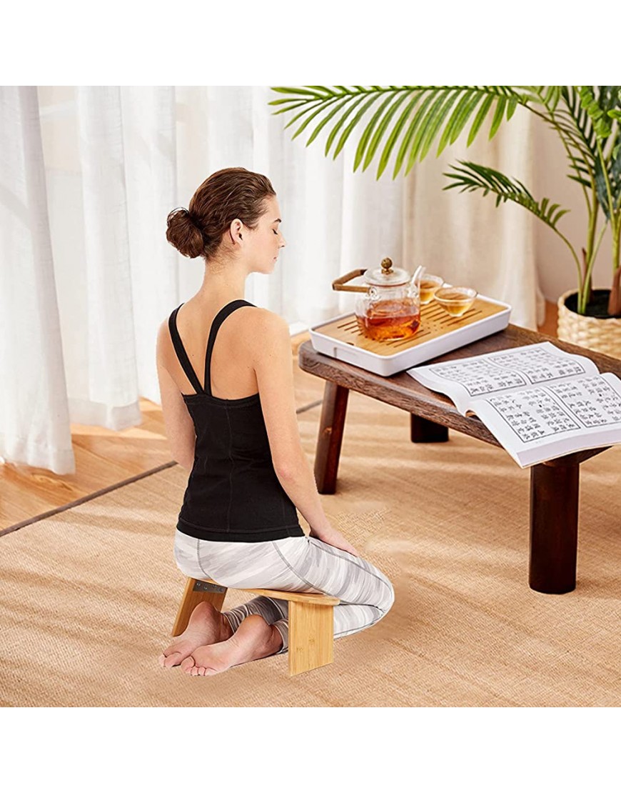 Faltbare Meditationsbank Perfekter Kniehocker Kniehocker für Zen-Meditation Yoga-Bank für ausgedehntes Üben ergonomische Bambus-Yoga-Bank tragbare Reisetragetasche als Bonus. - BRQSHK1N