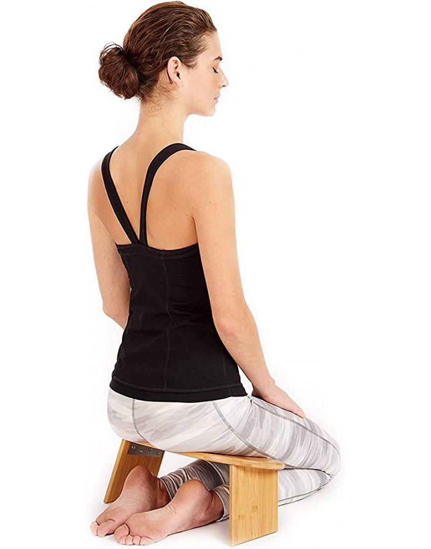 JYCCH Tragbare ergonomische zusammenklappbare Meditationsbank aus Bambus – Perfekter Kniehocker Ergonomische Yoga-Bank aus Bambus für ausgedehnte Übungen – inklusive Tragetasche - BZHPQMM7