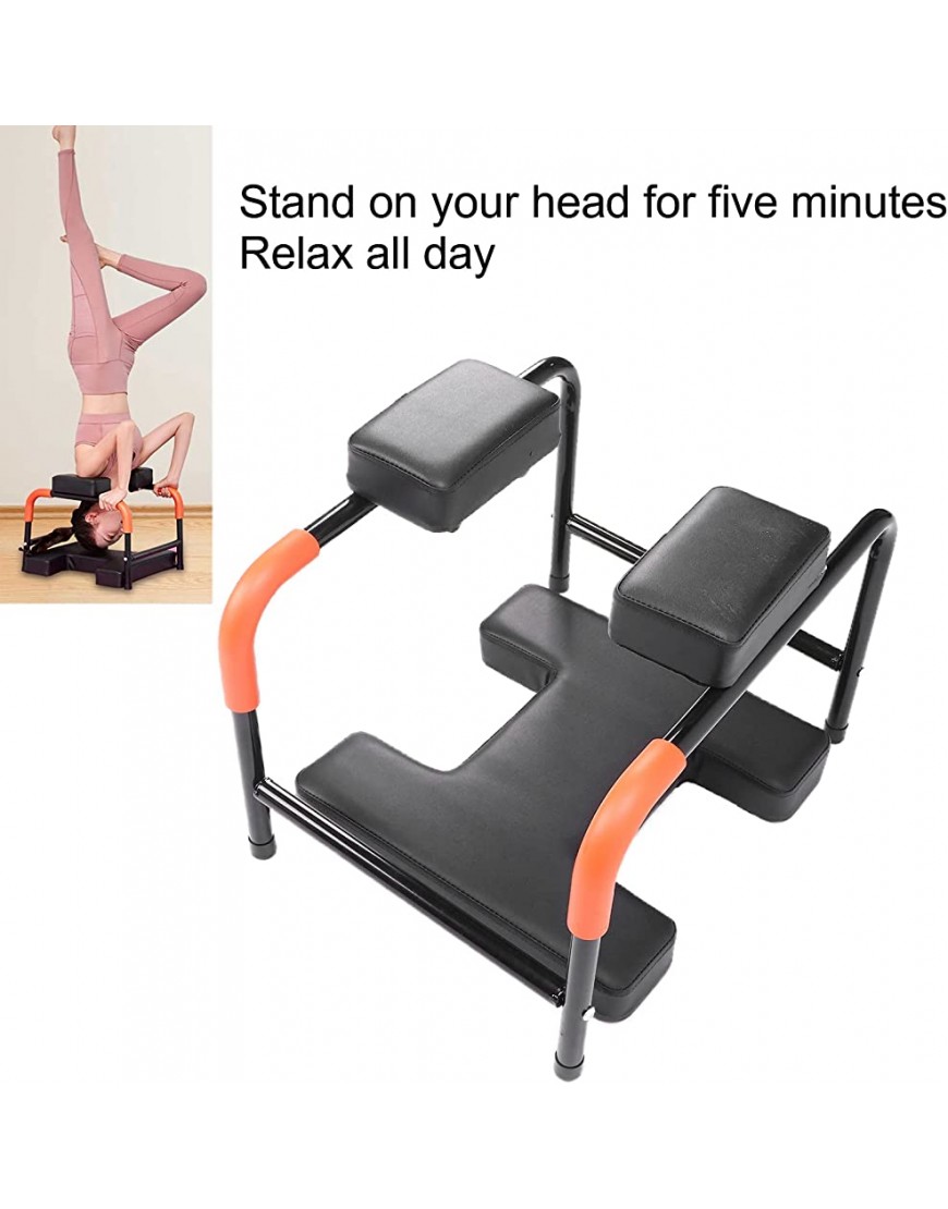 Kopfstandstuhl Edelstahl gebogener Handlauf Yoga-Kopfstandhocker Physikalische Silikonhülle Multifunktional für Büro - BVXONQ4K