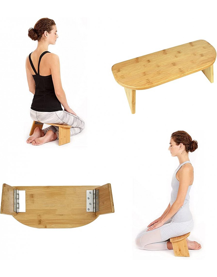 Meditationsbank Bambus-Meditationshocker klappbarer Kniesitz ergonomischer Bambus-Yoga-Hocker - BTANRWVV