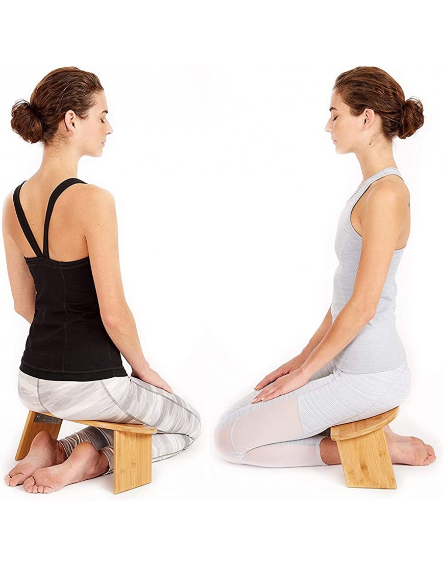 Moderne klappbare Meditationsbank mit Feststellscharnieren Perfekter Kniehocker ergonomische Bambus-Yogabank – inklusive Tragetasche - BGUHQ19D