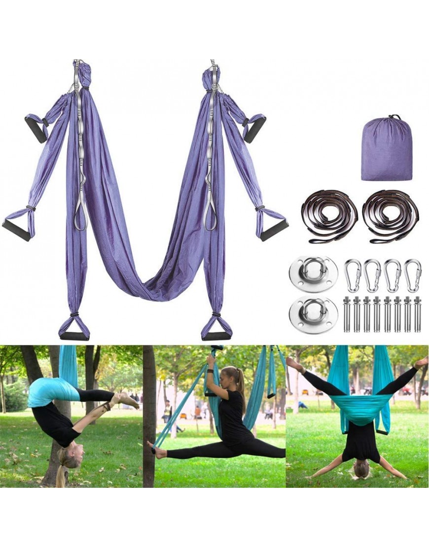 MQSS Antigravity Aerial Yoga Hängematten-Set Yoga-Schaukel-Set Yoga-Trapez-Sling-Set Flying Yoga Silk-Set für Kinder und Erwachsene Heim und Outdoor Purple - BUOLEKHK