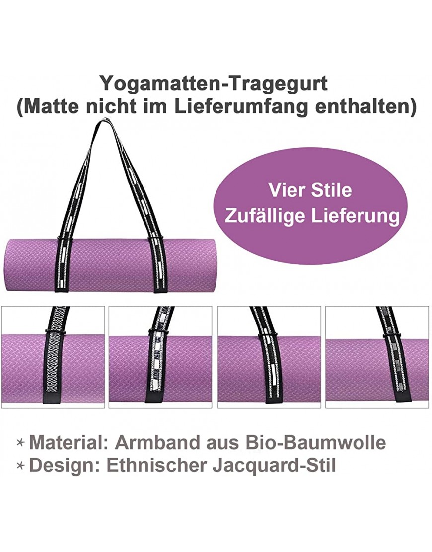 Yogamatte Tragegurt Ethno Jacquard Design Bio-Baumwolle mit extra dickem Tragen zur Matte Yogamatte mit Gurt - BYZTIBEH