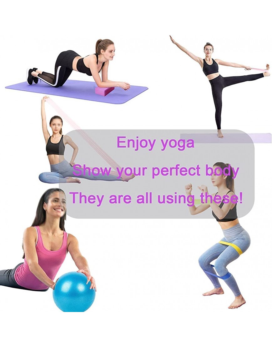 LHKK 11-teiliges Yoga-Anfänger-Ausrüstungsset mit Yoga-Ball Yoga-Block Yoga-Stretching-Band Widerstandsschleifenband D-Ring-Schnallen-Yoga-Gurt und zahnlosen rutschfesten Griffsocken Purple - BTWUQ59V