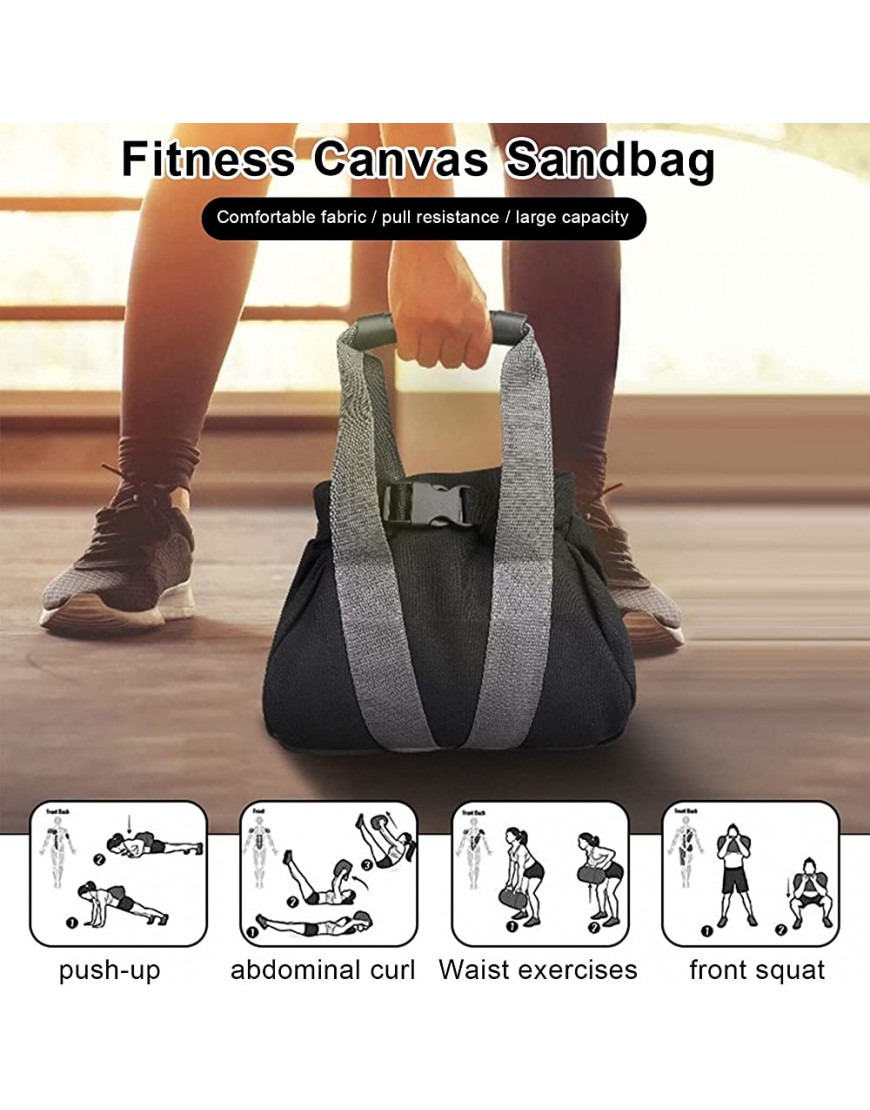 Adjustable Fitness Sandbag Heavy Workout Canvas Sand Kettlebell Gym Yoga Training Counterweight Punching Bag Dumbbell Sandbag Workout Bag Color : Black - BFLVP9K8