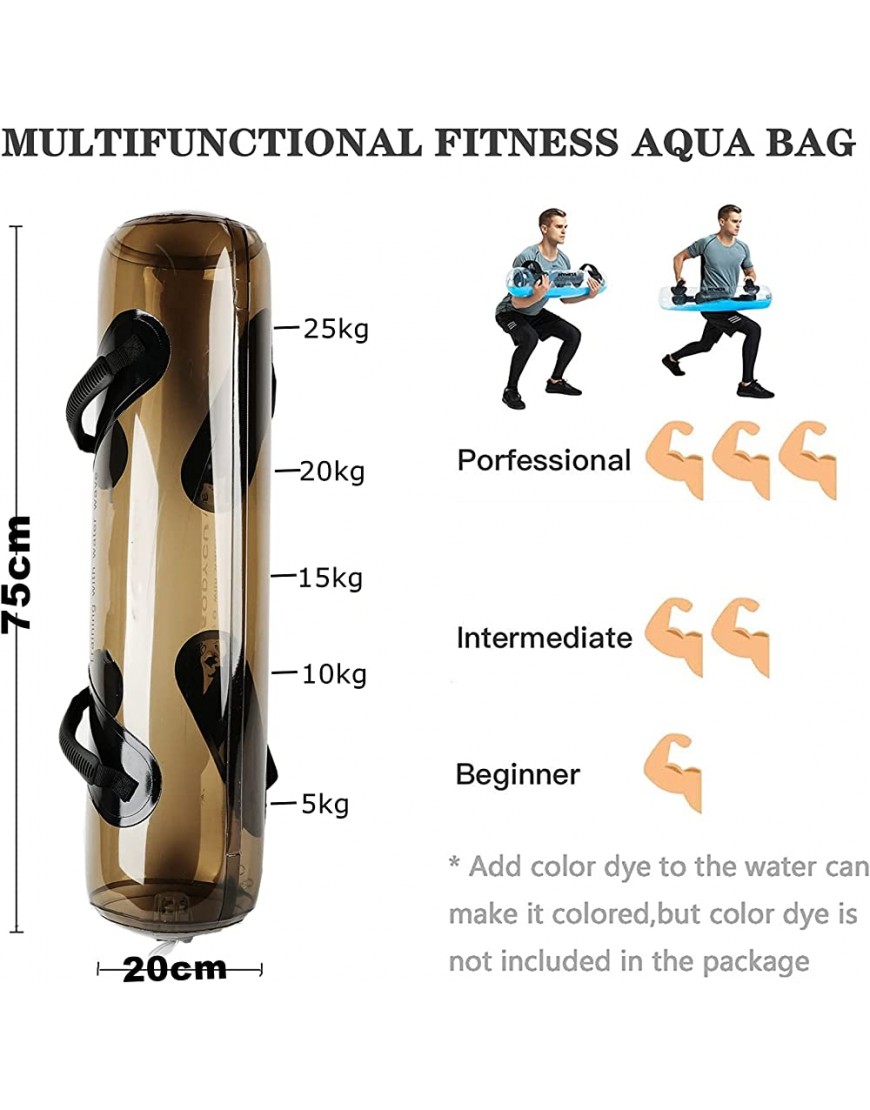 Sandbag Alternative Aqua Dag Wasserhanteln 1~25 kg Wasserkraftsack mit einstellbarem Gewicht und Fußpumpe für Indoor-Krafttraining Fitness Gewichtheben Squat Core Bags B 25 kg - BDTVZDHA