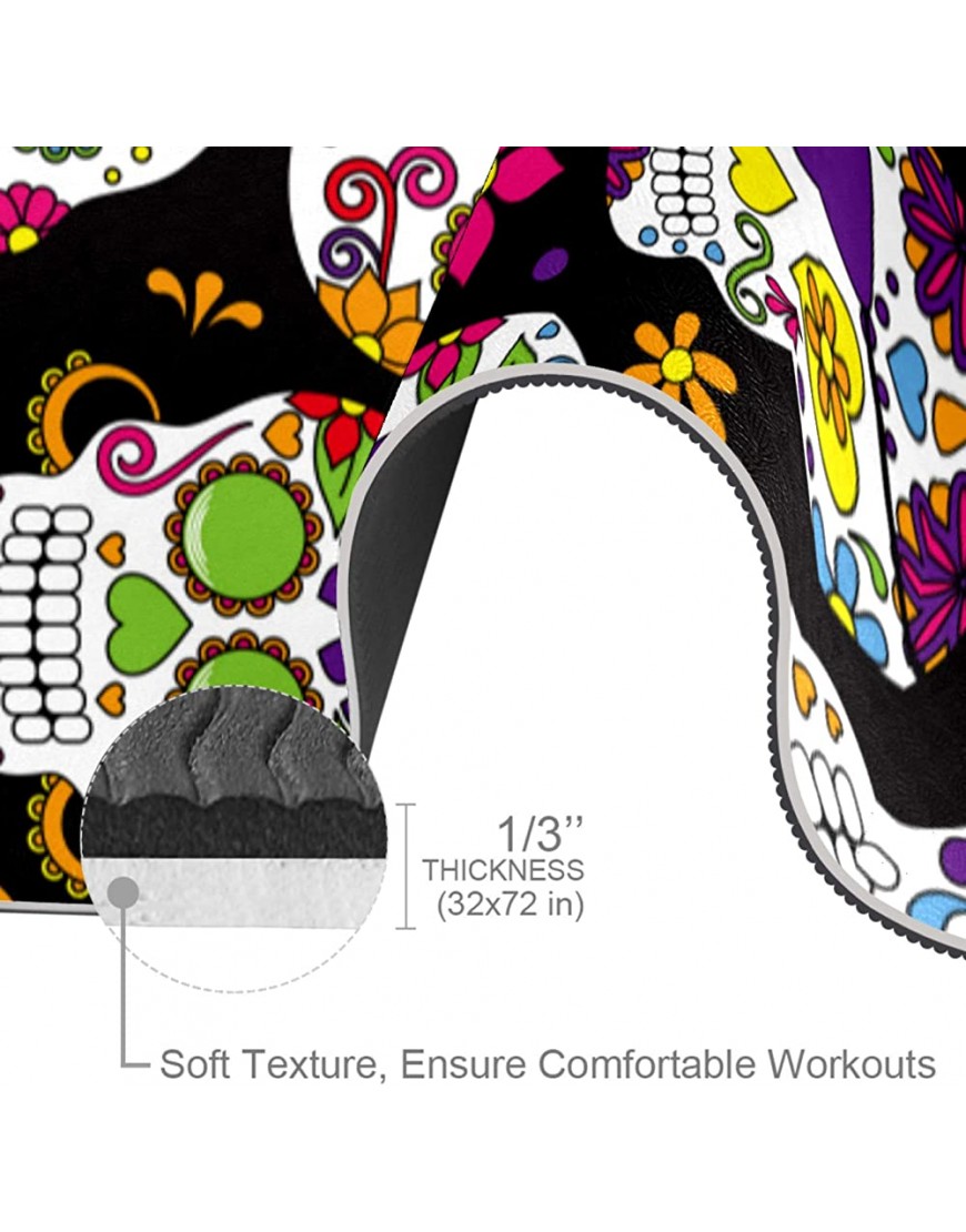 Eslifey Yogamatte Boho-Stil Vintage buntes Mandala mit Blumenmuster rutschfest TPE-zertifiziert ungiftig für Übungen Fitness Pilates 182,9 cm L x 81,3 cm B x 0,6 cm Dicke - BRLYQ3K6