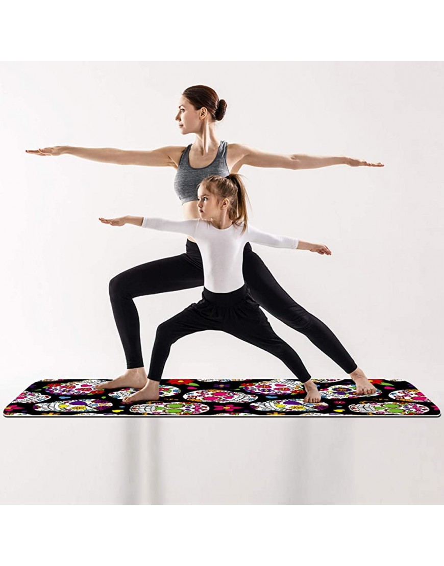 Eslifey Yogamatte Boho-Stil Vintage buntes Mandala mit Blumenmuster rutschfest TPE-zertifiziert ungiftig für Übungen Fitness Pilates 182,9 cm L x 81,3 cm B x 0,6 cm Dicke - BRLYQ3K6