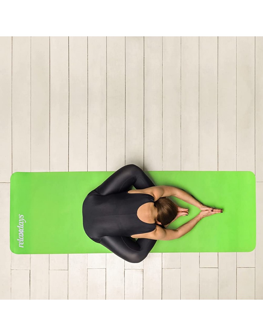 Relaxdays 1 x Yogamatte 1 cm dick für Pilates Fitness gelenkschonend mit Tragegurt Gymnastikmatte 60 x 180 cm grün - BEIZWMJA
