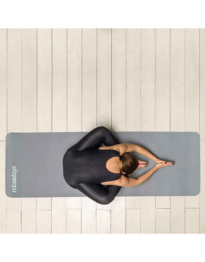 Relaxdays Yogamatte 1 cm dick für Pilates Fitness gelenkschonend mit Tragegurt Gymnastikmatte 60 x 180 cm - BLIBVVHW