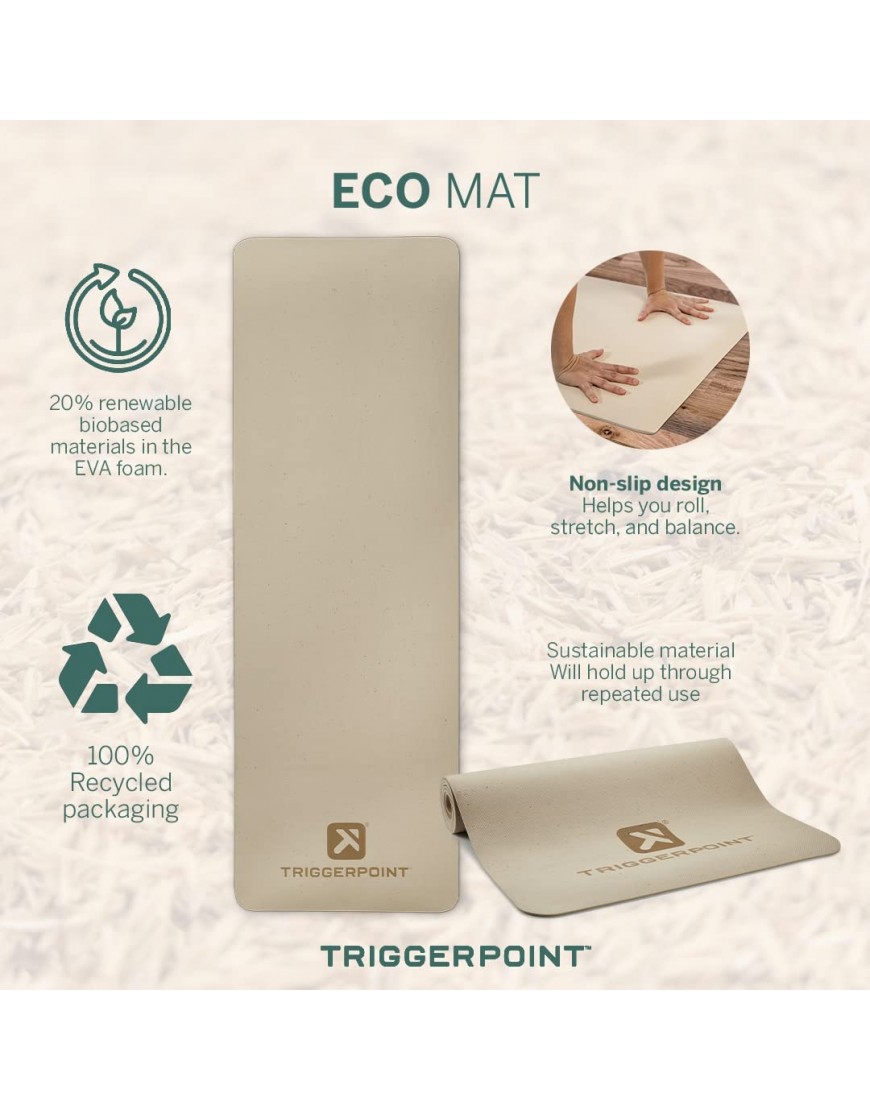 TriggerPoint Eco Yoga-Matte rutschfeste Trainingsmatte für Zuhause Fitness Training und Pilates Tan eine Größe - BPUDP449