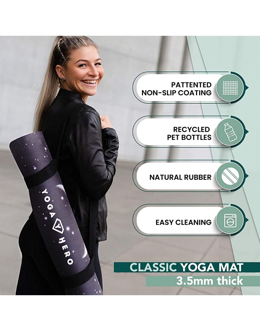 Yoga Hero Yogamatte 3.5mm Matte | Yogatuch Combo | Handtuch | Schweiß-rutschfest Umweltfreundlich Naturkautschuk | Perfekt für Hot Yoga Bikram Ashtanga Pilates Fitness und HIIT - BWSPJWVQ