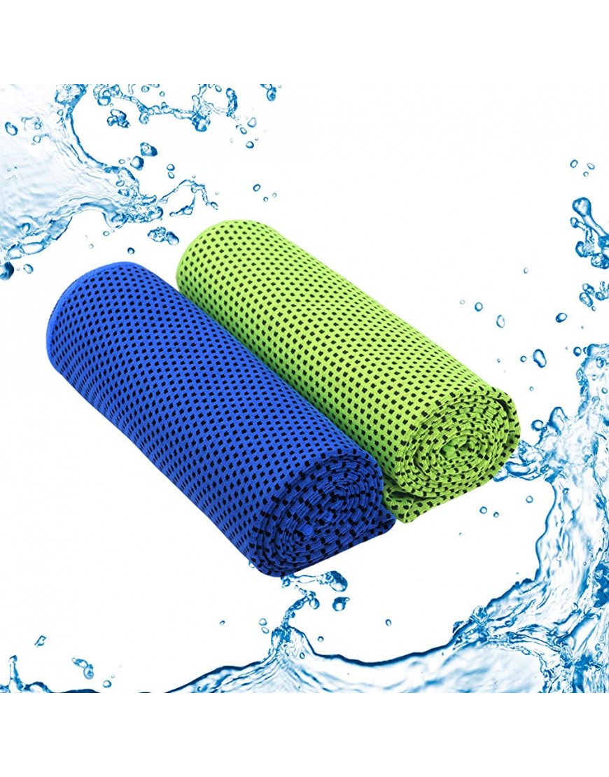 DUSPIRO 2 Stück Kühlhandtuch Set 100 x 30 cm Kühltuch Kühlendes Handtuch Eishandtuch Sofortige Relief Eiskalt Cooling Towel für Fitness Yoga Sport Laufen blau + grün - BSDNZ5NK