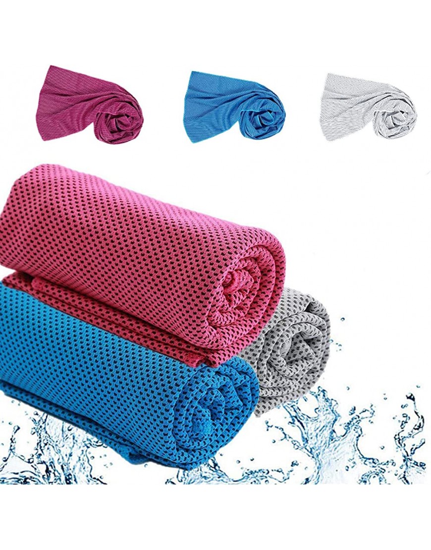 iJiZuo Mikrofaser Handtuch Cooling Towel für Sport Fitness 3 Packungen Ultra leicht kompakt Schnelltrocknend für Laufen Trekking Reise Yoga Cooling Towel Rosarot Hellblau Grau - BMBAM6WK