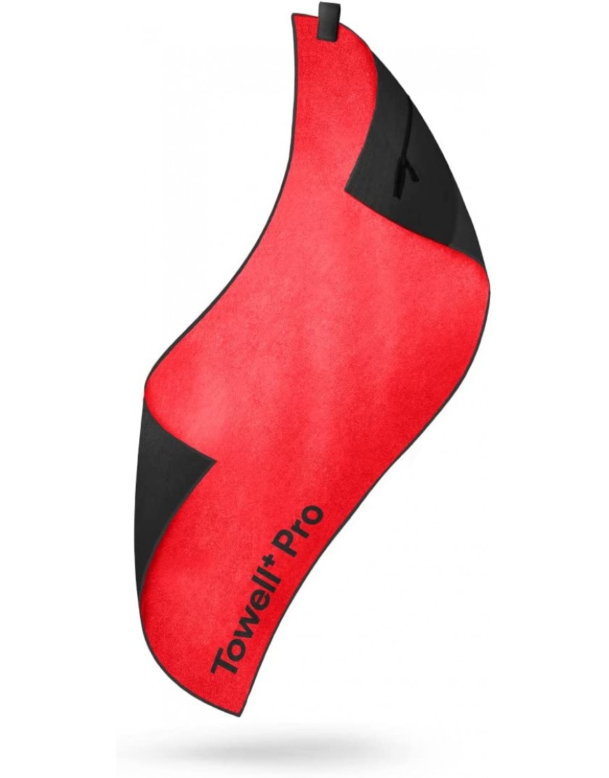 STRYVE TOWELL+Pro Sporthandtuch 105 x 42,5cm Fitness Handtuch mit Magnet Tasche + Rutschschutz Badetuch Yoga & Fitnessstudio Handtuch Towell Pro Neon Red - BTKGBVK2