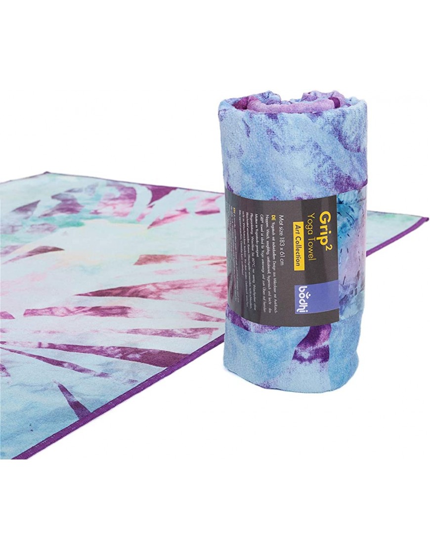 Yogatuch Grip² – Art Edition Blau violett Arctic Leaves - BQZKXB3M
