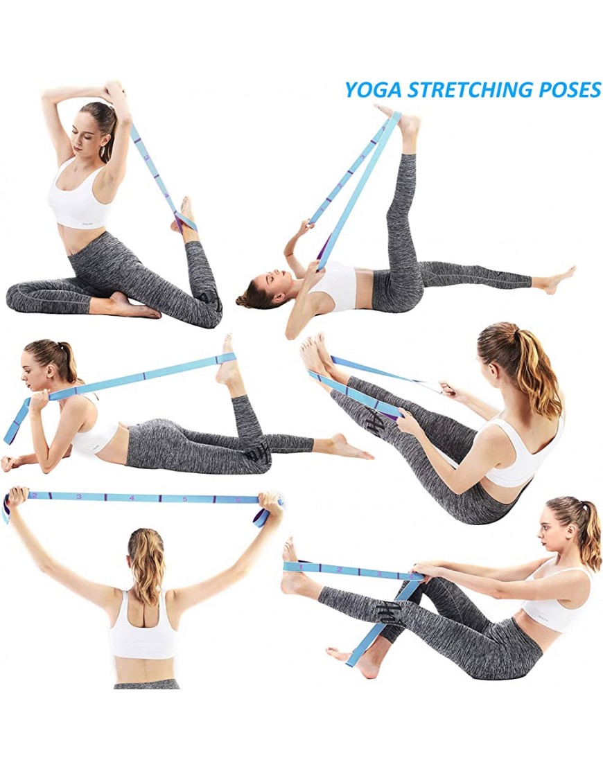 Yoga Stretching Band mit 11 Schlaufen Hochelastischer Gymnastikband Stretch Gurt für Männer und Frauen Bein Training Fitness Tanz Pilates - BAAJUNVK