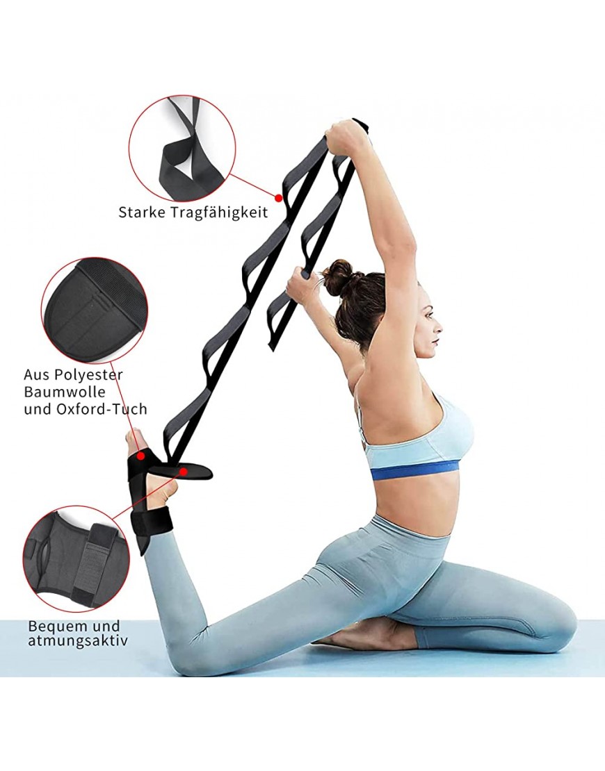 Yogagurt Gummiband Fitness Yoga Gürtel Yoga Stretchgürtel Fuß- und Bein Gummiband mit Doppelschlaufe geeignet für Beintraining Fitness Tanz Gymnastik - BMLXZ77V