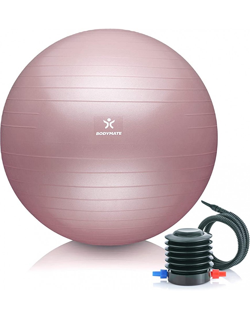 BODYMATE Gymnastikball Sitzball Trainingsball mit GRATIS E-Book inkl. Luft-Pumpe Ball für Fitness Yoga Gymnastik Core Training für starken Rücken als Büro-Stuhl - B07N1SJJ5J