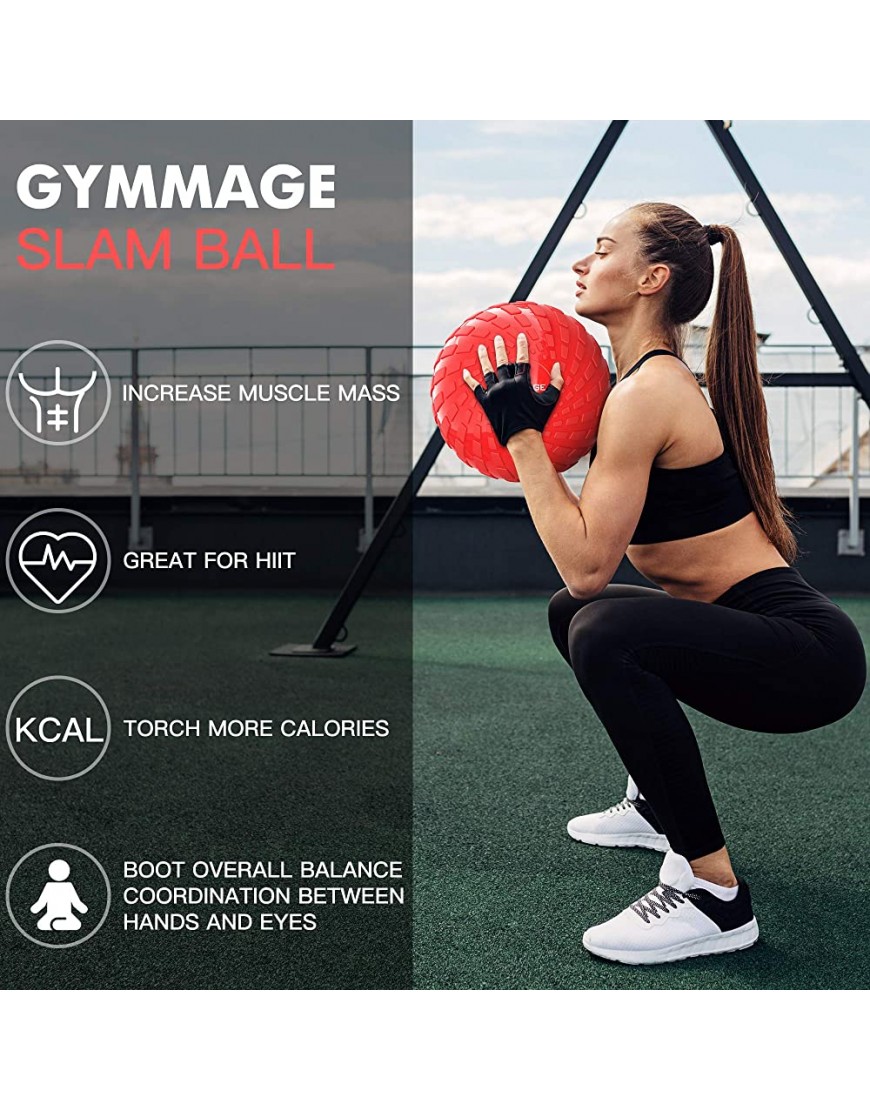 GYMMAGE Slam-Ball gewichteter Ball für Training 10 15 20 25 30 40 22,7 kg Gymnastikball für Kraft- und Crossfit- und Konditionstraining Heimtraining Fitnessstudio Workout mit griffiger Oberfläche -