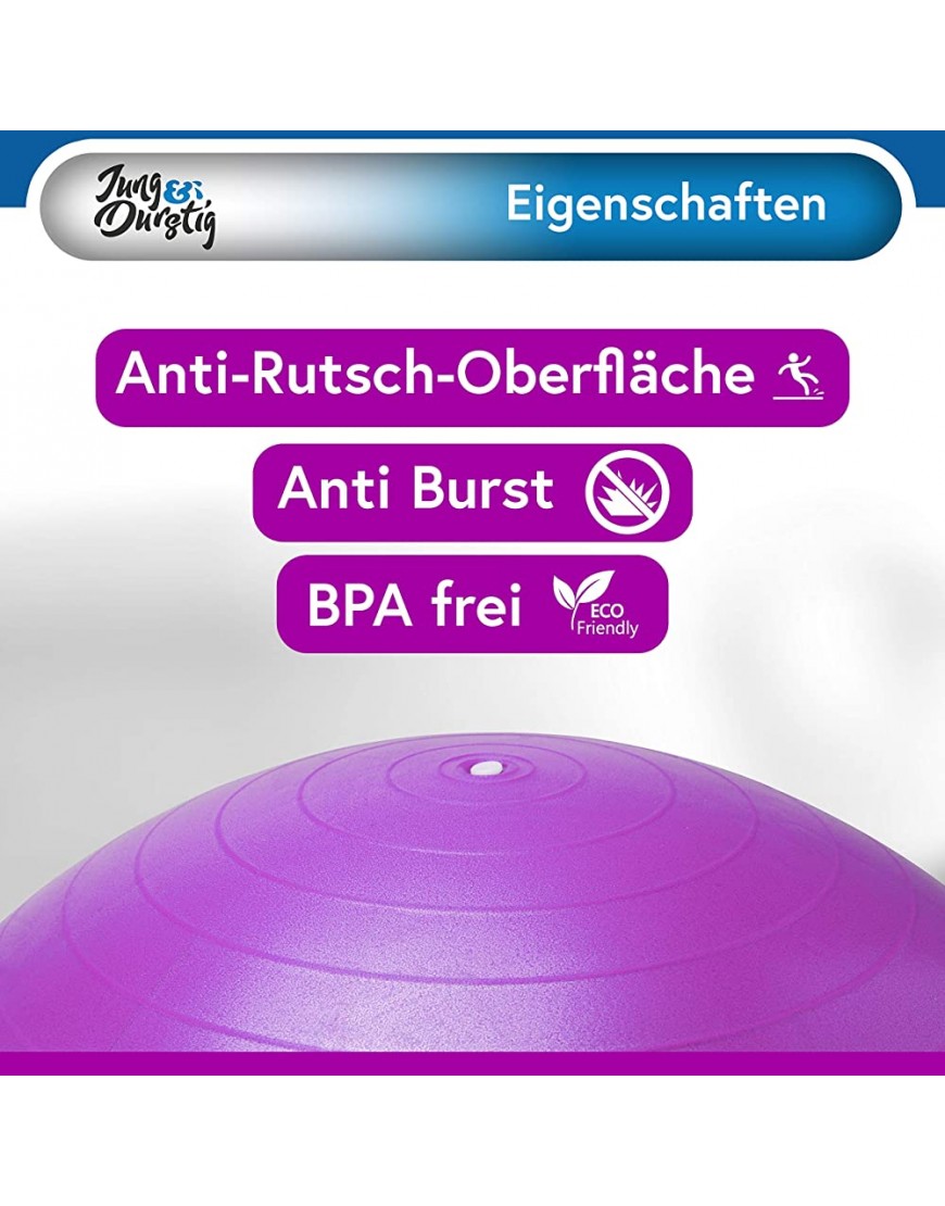 Jung & Durstig Original Gymnastikball inkl. Luftpumpe | Yoga Ball BPA-Frei | Pilates Ball bis 150 kg belastbar | Sitzball 65 cm | 75 cm | Fitnessball für zu Hause | Trainingsball - B088NSXL7J
