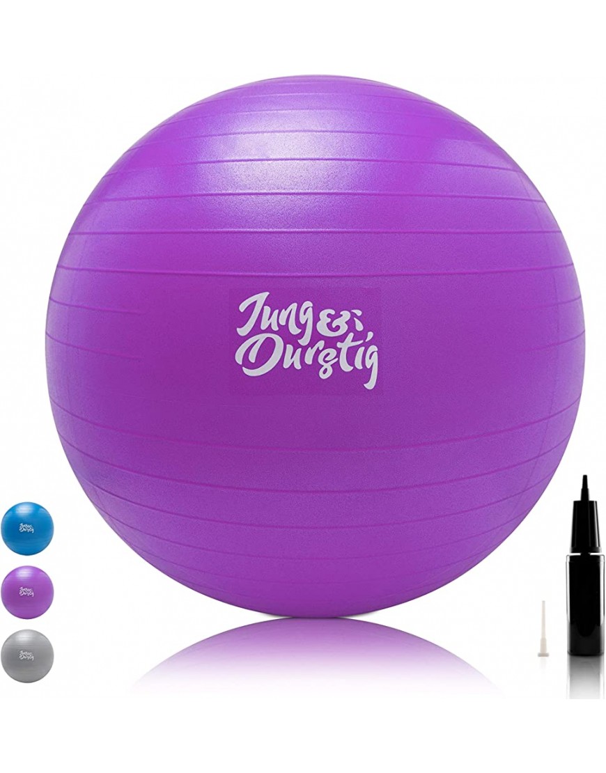 Jung & Durstig Original Gymnastikball inkl. Luftpumpe | Yoga Ball BPA-Frei | Pilates Ball bis 150 kg belastbar | Sitzball 65 cm | 75 cm | Fitnessball für zu Hause | Trainingsball - B088NSXL7J
