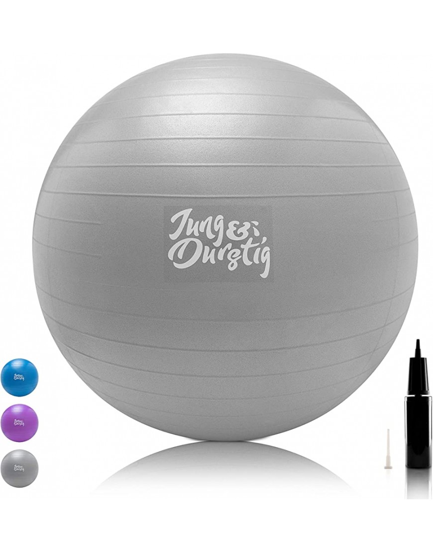 Jung & Durstig Original Gymnastikball inkl. Luftpumpe | Yoga Ball BPA-Frei | Pilates Ball bis 150 kg belastbar | Sitzball 65 cm | 75 cm | Fitnessball für zu Hause | Trainingsball - B088NPYNHZ