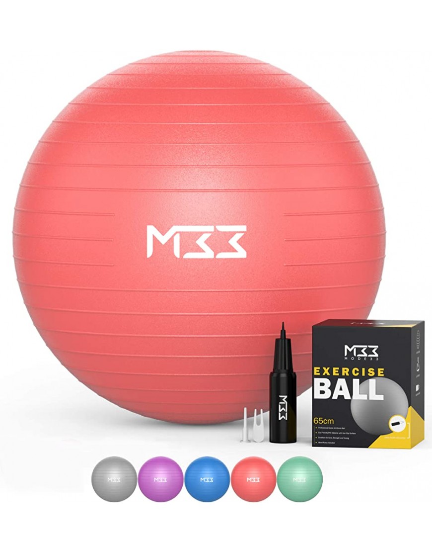 Mode 33 Gymnastikball 55 bis 85 cm extra Dicker Anti-Burst Yogaball mit Luftpumpe Übungsball für Fitness Pilates Schwangerschaft Büro Sitzball Core-Training - B07ZXMJ41M