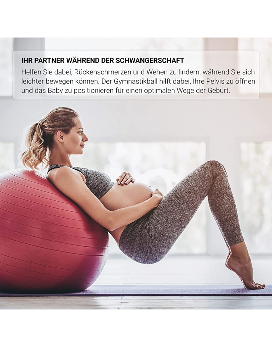 MSPORTS Gymnastikball Premium Anti Burst inkl. Pumpe + Workout App GRATIS 55 cm 105 cm Sitzball Fitnessball inkl. Übungsposter Medizinball -