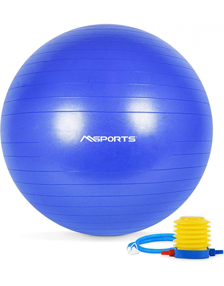 MSPORTS Gymnastikball Premium Anti Burst inkl. Pumpe + Workout App GRATIS 55 cm 105 cm Sitzball Fitnessball inkl. Übungsposter Medizinball -
