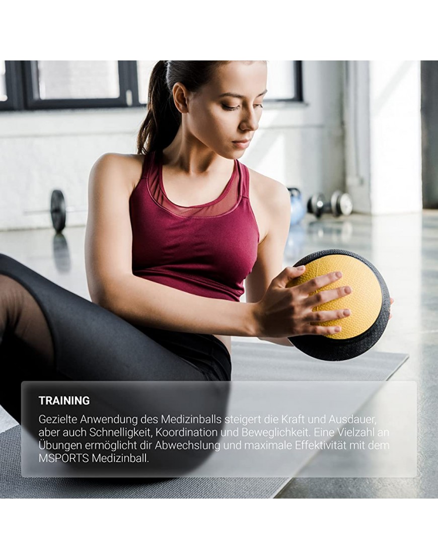 MSPORTS Medizinball 1 – 10 kg – Professionelle Studio-Qualität inkl. Übungsposter Gymnastikbälle -